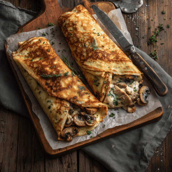 Clătite de pui cu ciuperci