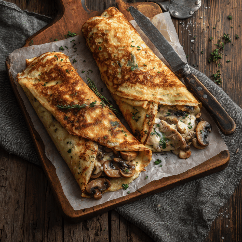 Clătite de pui cu ciuperci