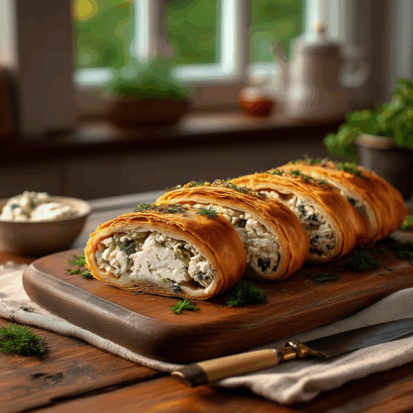 Plăcintă cu brânză de vaci și verdeață