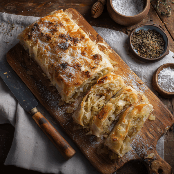 Plăcintă cu varză proaspătă și murată